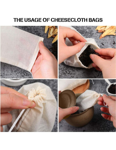 Bolsas de Tela Reutilizables Boao 50 Pcs 10x15 cm para Té y Café