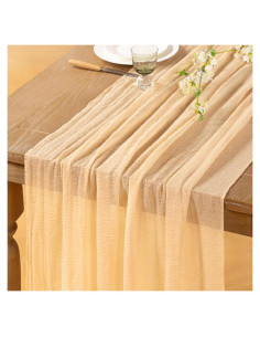 Caminito de Mesa Boho DeZerlor Gasa Champagne 2 Piezas 120 cm