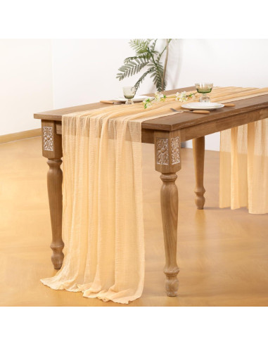 Caminito de Mesa Boho DeZerlor Gasa Champagne 2 Piezas 120 cm