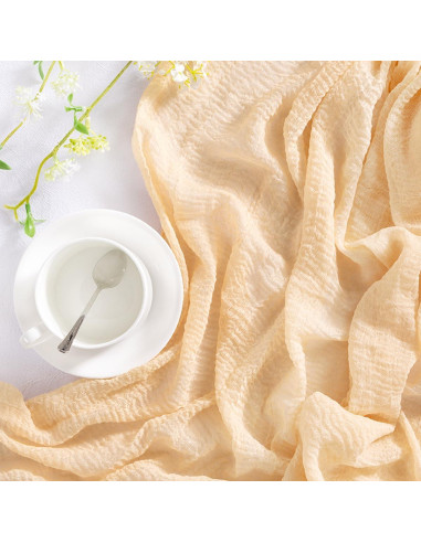 Caminito de Mesa Boho DeZerlor Gasa Champagne 2 Piezas 120 cm