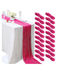 20 Corredores de Mesa de Gasa Rosa Fucsia 58.5x300 cm