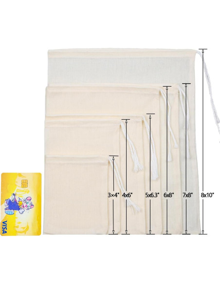 10 Bolsas de Filtro de Té Reutilizables Carrollar 20x25cm