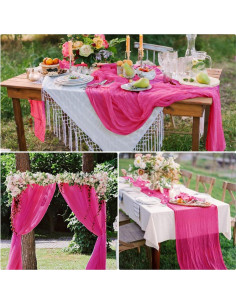 20 Corredores de Mesa de Gasa Rosa Fucsia 58.5x300 cm 2
