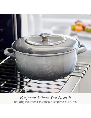 Olla Holandesa Merten & Storck 5.3QT Hierro Enameled Gris Nube