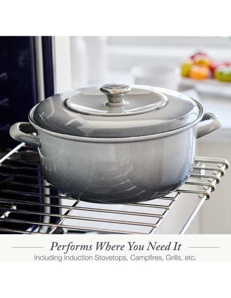 Olla Holandesa Merten & Storck 5.3QT Hierro Enameled Gris Nube