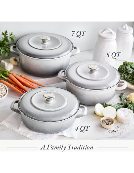 Olla Holandesa Merten & Storck 5.3QT Hierro Enameled Gris Nube