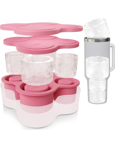 Bandeja de Hielo AB&CO-LIVING Rosa 4 Anillos para Taza