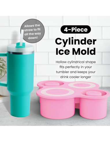 Bandeja de Hielo AB&CO-LIVING Rosa 4 Anillos para Taza