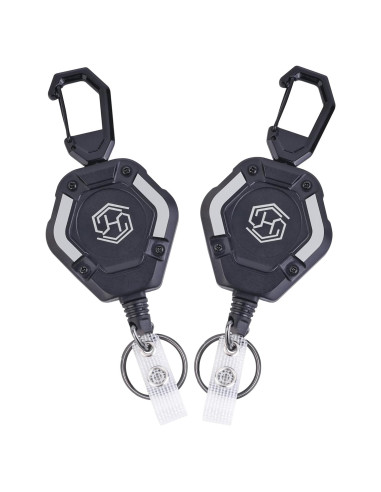 Paquete de 2 llaveros retráctiles Chambom 81.3 cm negro