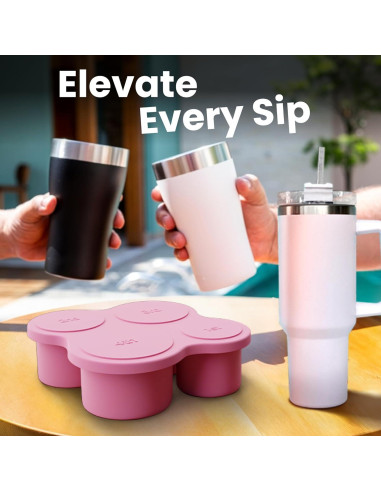 Bandeja de Hielo AB&CO-LIVING Rosa 4 Anillos para Taza