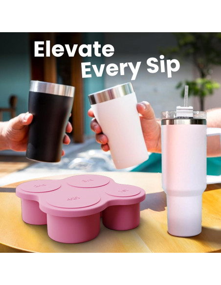 Bandeja de Hielo AB&CO-LIVING Rosa 4 Anillos para Taza