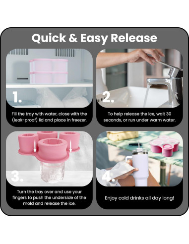 Bandeja de Hielo AB&CO-LIVING Rosa 4 Anillos para Taza