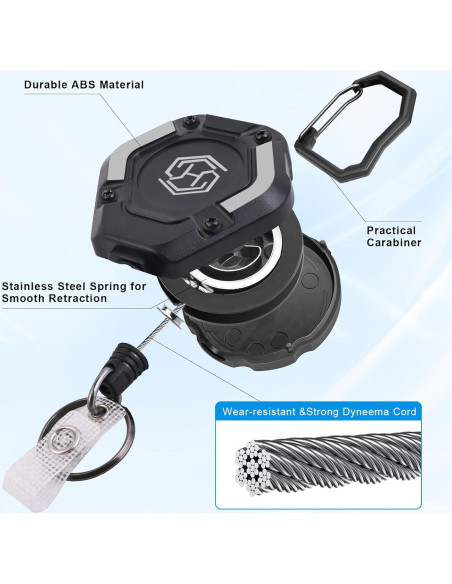 Paquete de 2 llaveros retráctiles Chambom 81.3 cm negro Paquete de 2 llaveros retráctiles Chambom 81.3 cm negro