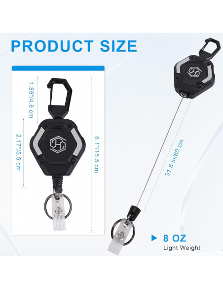 Paquete de 2 llaveros retráctiles Chambom 81.3 cm negro Paquete de 2 llaveros retráctiles Chambom 81.3 cm negro