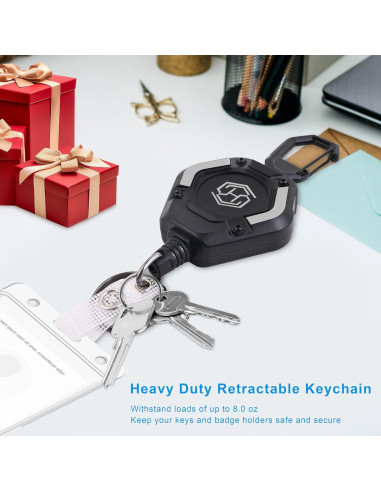 Paquete de 2 llaveros retráctiles Chambom 81.3 cm negro