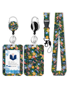 Porta Insignias Retráctil Sylwyfc con Cordón Desprendible Flores