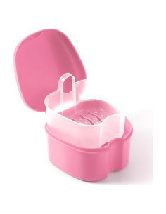 Caja de Almacenamiento para Dentaduras Rosa - Ligera y Portátil