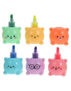 Marcadores Fluorescentes en Forma de Oso MAGICLULU 6 Pcs
