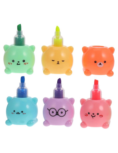 Marcadores Fluorescentes en Forma de Oso MAGICLULU 6 Pcs
