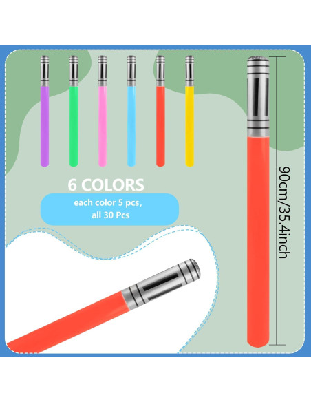 30 Piezas Sable de Luz Inflable Cotiny 100 cm 6 Colores