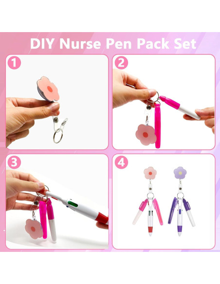 Set de Accesorios para Enfermeras Uaimvie - 2 Paquetes Rosa y Púrpura