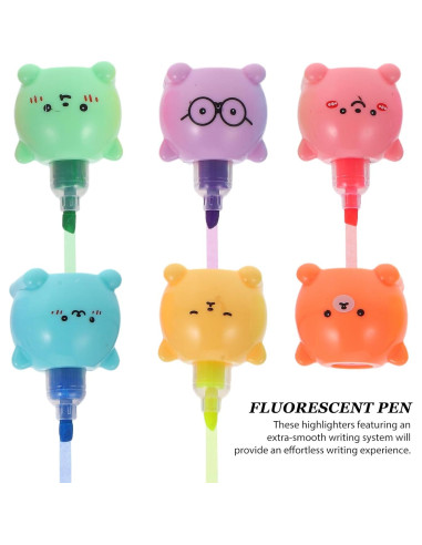 Marcadores Fluorescentes en Forma de Oso MAGICLULU 6 Pcs