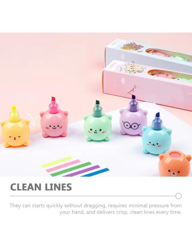 Marcadores Fluorescentes en Forma de Oso MAGICLULU 6 Pcs