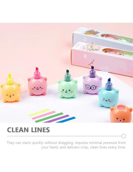 Marcadores Fluorescentes en Forma de Oso MAGICLULU 6 Pcs