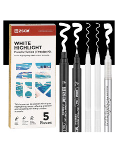 Set de 5 Bolígrafos de Tinta Acrílica Blanca ZSCM - Punta Fina