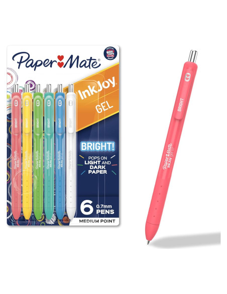 Bolígrafos de Gel Paper Mate InkJoy 6 Colores Punta Media 0.7mm