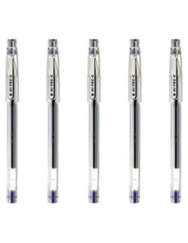 Bolígrafo de Gel Pilot Hi-Tec-C 04, Punta Ultra Fina 0.4mm, Tinta Azul, Paquete de 5