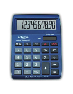Calculadora de Escritorio Achieva 980 LCD Solar Dual 10 Dígitos