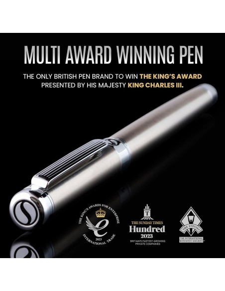 Bolígrafo Rollerball Scriveiner Acero Inoxidable 0.7mm Negro