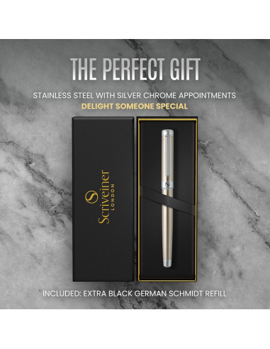 Bolígrafo Rollerball Scriveiner Acero Inoxidable 0.7mm Negro