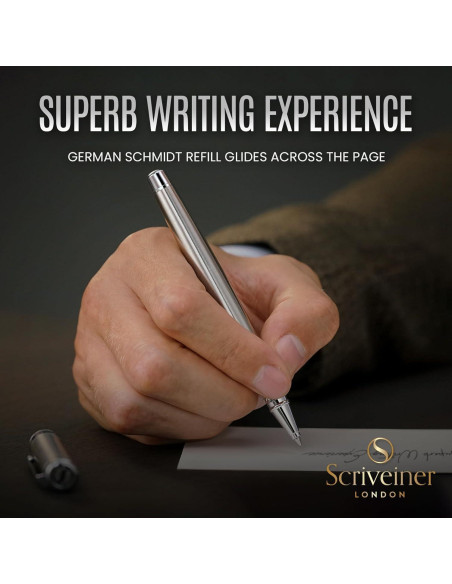 Bolígrafo Rollerball Scriveiner Acero Inoxidable 0.7mm Negro