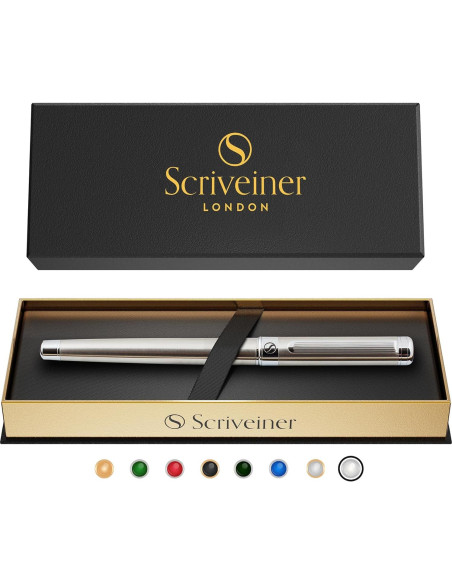 Bolígrafo Rollerball Scriveiner Acero Inoxidable 0.7mm Negro