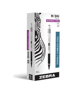 Lápiz Mecánico Zebra Pen M-301 Acero Inoxidable 0.5mm Paquete 12