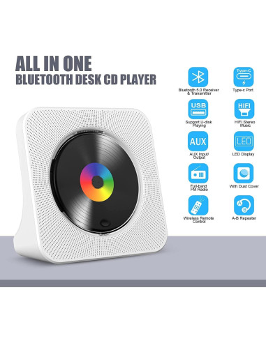 Reproductor de CD Gueray G906 Blanco Bluetooth HiFi USB