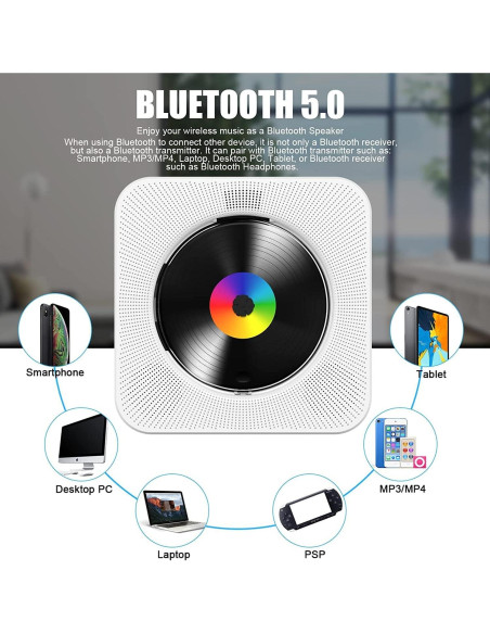 Reproductor de CD Gueray G906 Blanco Bluetooth HiFi USB