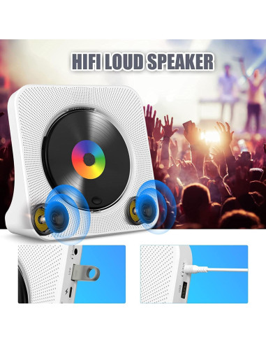 Reproductor de CD Gueray G906 Blanco Bluetooth HiFi USB