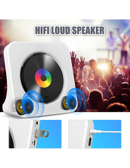 Reproductor de CD Gueray G906 Blanco Bluetooth HiFi USB