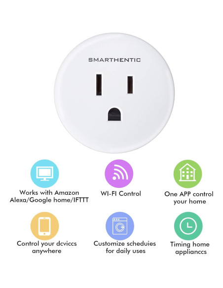 Enchufe Inteligente Smarthentic WiFi Control por Voz 2 Pzs