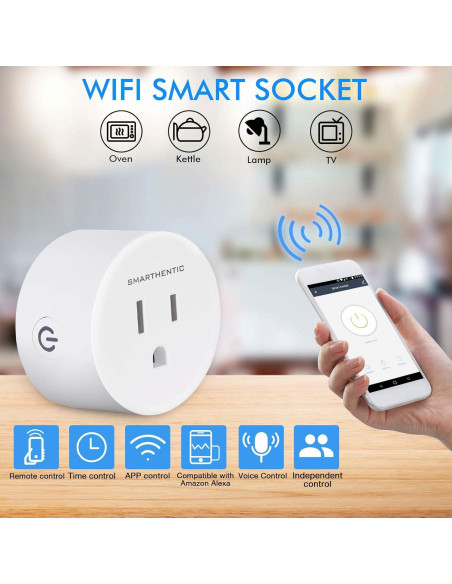 Enchufe Inteligente Smarthentic WiFi Control por Voz 2 Pzs