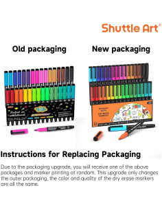 Marcadores de Pizarra Blanca Shuttle Art, Paquete 32, 16 Colores 2