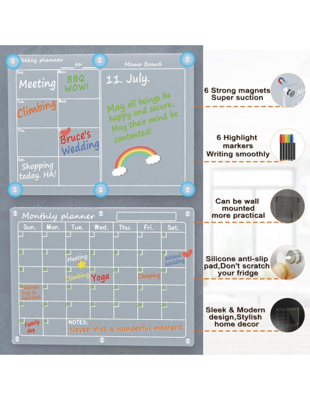 Calendario Acrílico Magnético para Nevera SWSKR 30.48x40.64cm