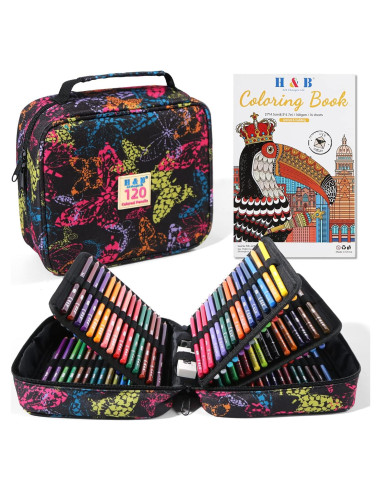 Set de Lápices de Colores H & B 120 Colores con Borrador y Sacapuntas