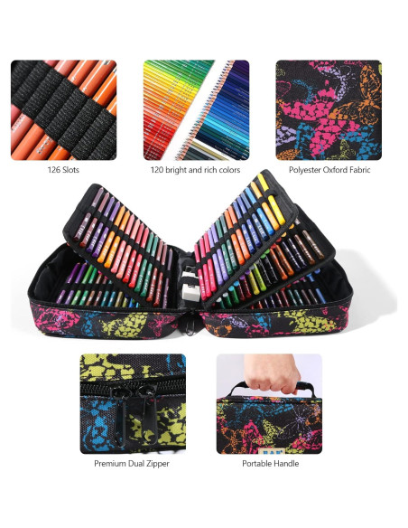 Set de Lápices de Colores H & B 120 Colores con Borrador y Sacapuntas