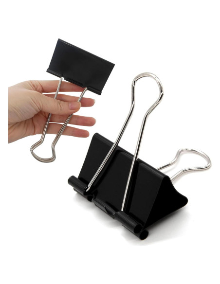Clips de Carpeta Jumbo TOTDTDA 75mm Negro Paquete de 12 Clips de Carpeta Jumbo TOTDTDA 75mm Negro Paquete de 12