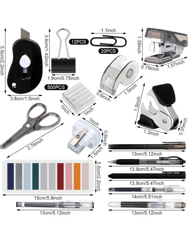 Kit de Suministros de Oficina Colarr - Grapadora, Tijeras y Más
