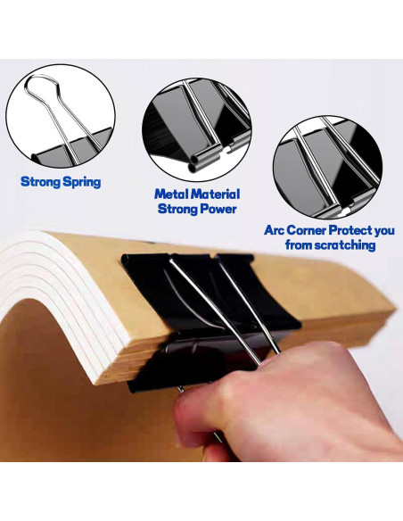 Clips de Carpeta Jumbo TOTDTDA 75mm Negro Paquete de 12 Clips de Carpeta Jumbo TOTDTDA 75mm Negro Paquete de 12